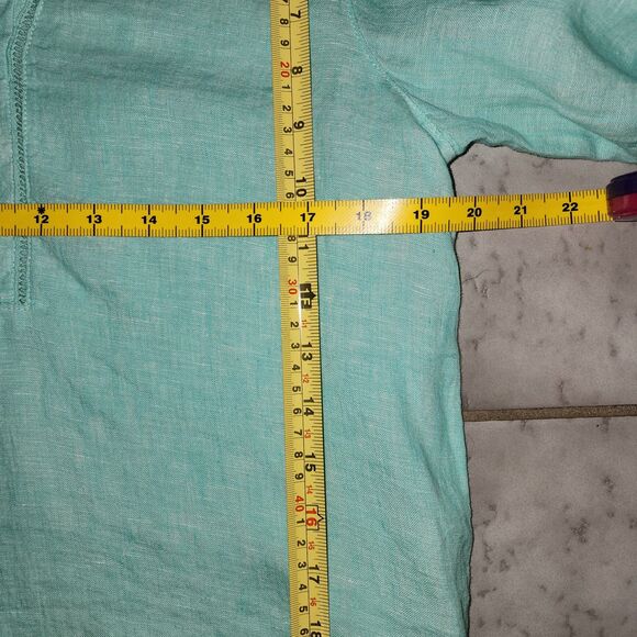 Joie 100% Linen 3/4 Sleeve V-Neck Aqua Pullover Womens Top Blouse Small Coastal - Picture 9 of 14